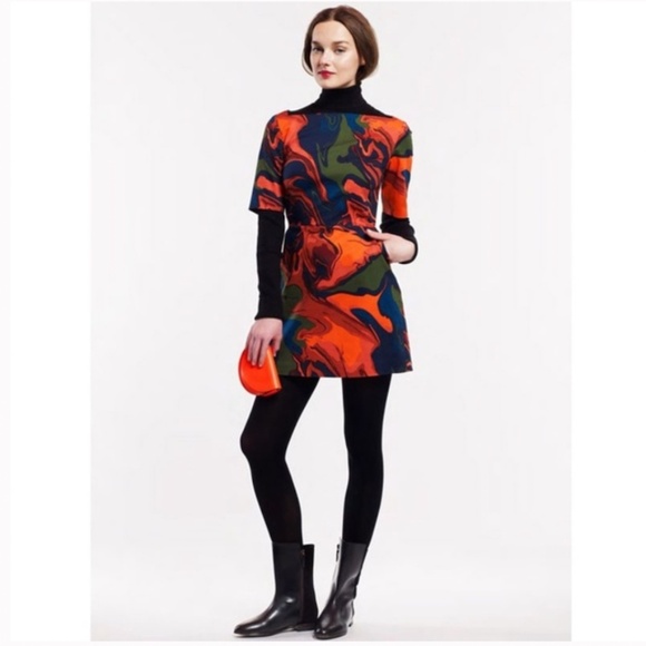 kate spade Dresses & Skirts - KATE SPADE | SATURDAY | Modern Marble Orange Sorbet Swirl Sheath Dress | Size 6